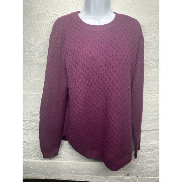 St. John's Bay sweater women's large petite Crewneck Purple Cable Knit NWT - Picture 1 of 8